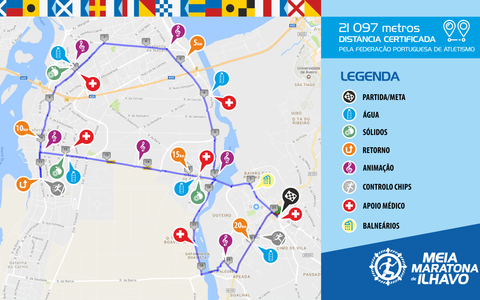 Percurso da Meia Maratona de Ílhavo 21097 metros (clica para ampliar) Percurso da Meia Maratona de Ílhavo 21097 metros